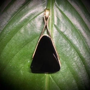 Vintage Sterling Silver Black Onyx Gold Wash pendant